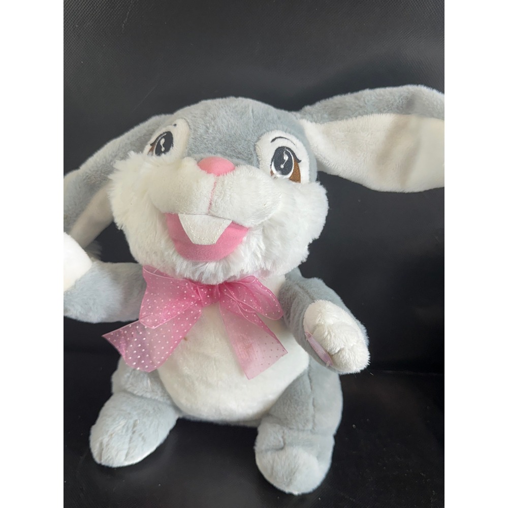 Dan Dee Collector Choice Animated Singing Rabbit Plush Grey White Pink Bow Bunny